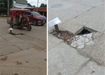 ¡CUIDADO! TRAMPA MORTAL EN EL CRUCE DE  AV. TAMBOPATA CON DOS DE MAYO